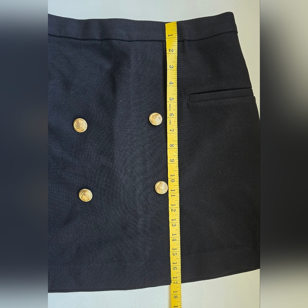 H&M Black Mini Skirt with Gold Buttons Size 8 - Picture 2 of 5
